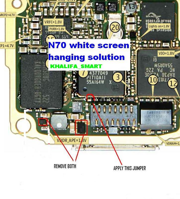 cellfirmware Nokia N70 white screen hanging problem solution jumper ways