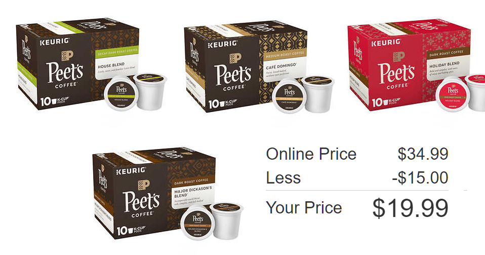 KCup Sale! 60 Pack of Peet's Coffee KCups 21.75 (Reg 34.99) For