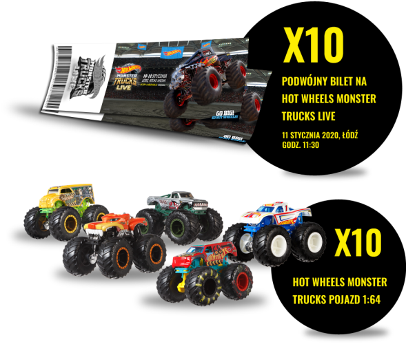Wygraj bilety na event Hot Wheels Monster Trucks Live i pojazdy Hot Wheels Monster Trucks Konkurs