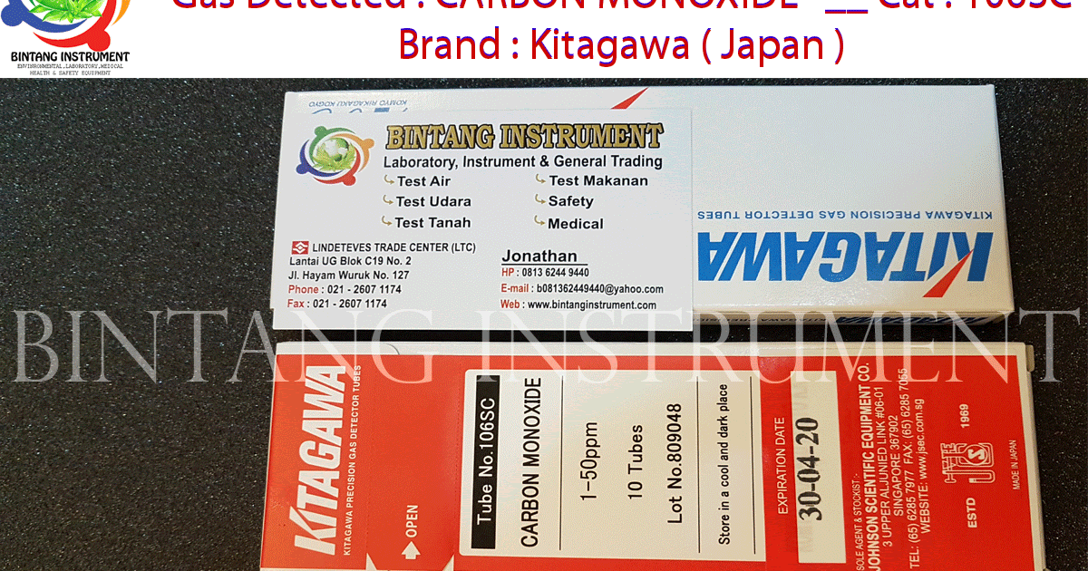 BINTANG INSTRUMENT 081362449440 Jual Gas Detecor Tube CARBON MONOXIDE