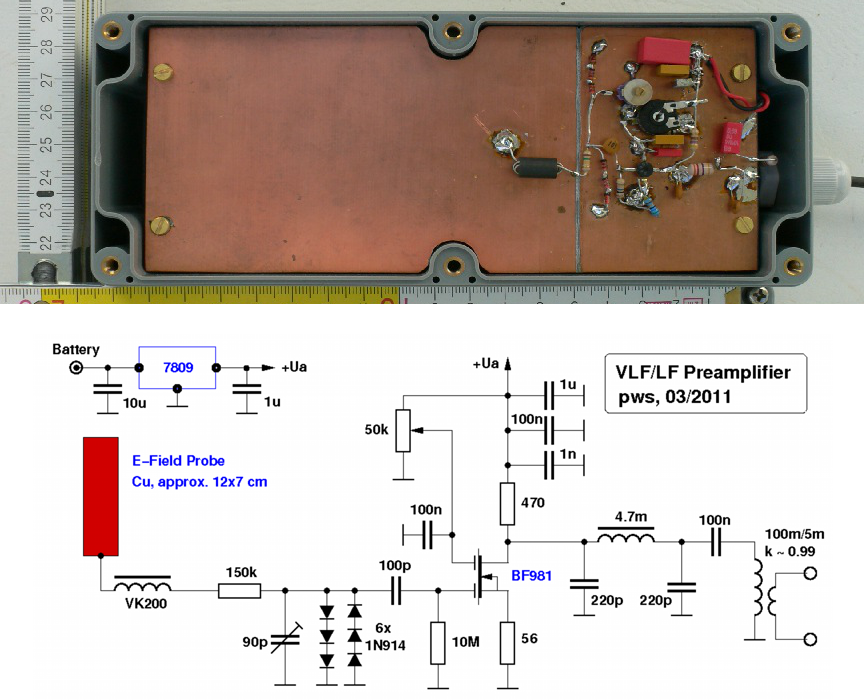 sv3auw efield probe/VLFLF receiving preamp