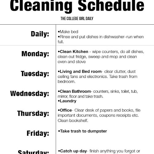 cleaning schedule