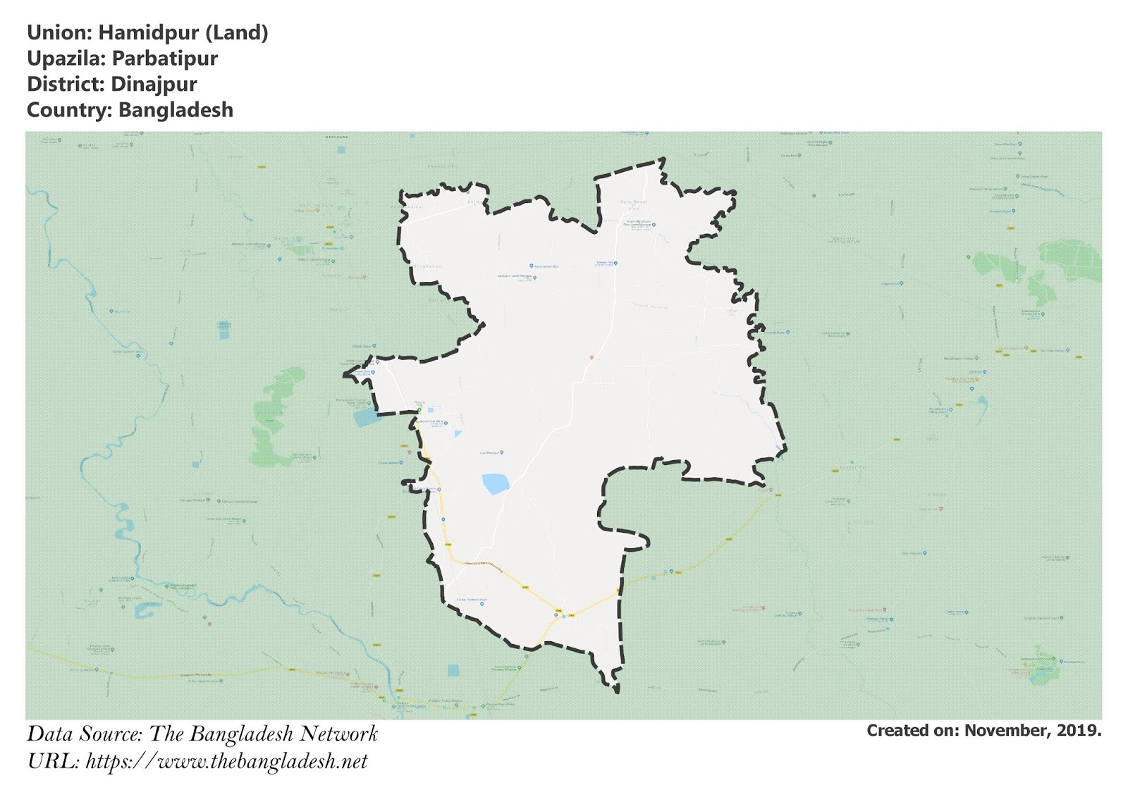 Map of Hamidpur of Parbatipur Upazila Map of Hamidpur of Dinajpur, Bangladesh.