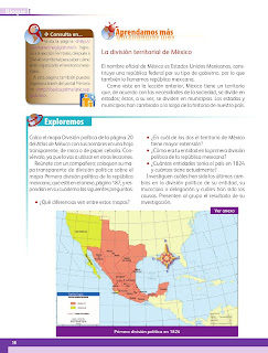 Apoyo Primaria Geografía 4to grado Bloque I lección 2 México y su división política