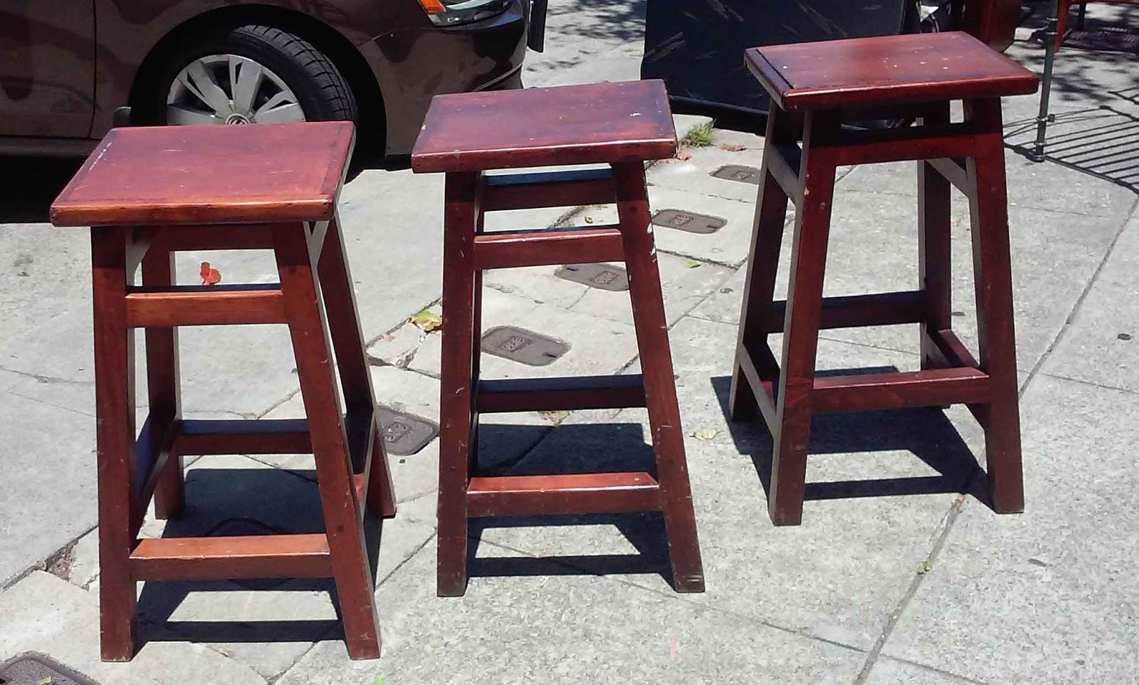 UHURU FURNITURE & COLLECTIBLES SOLD 3 Mahogany Finished Bar Stools