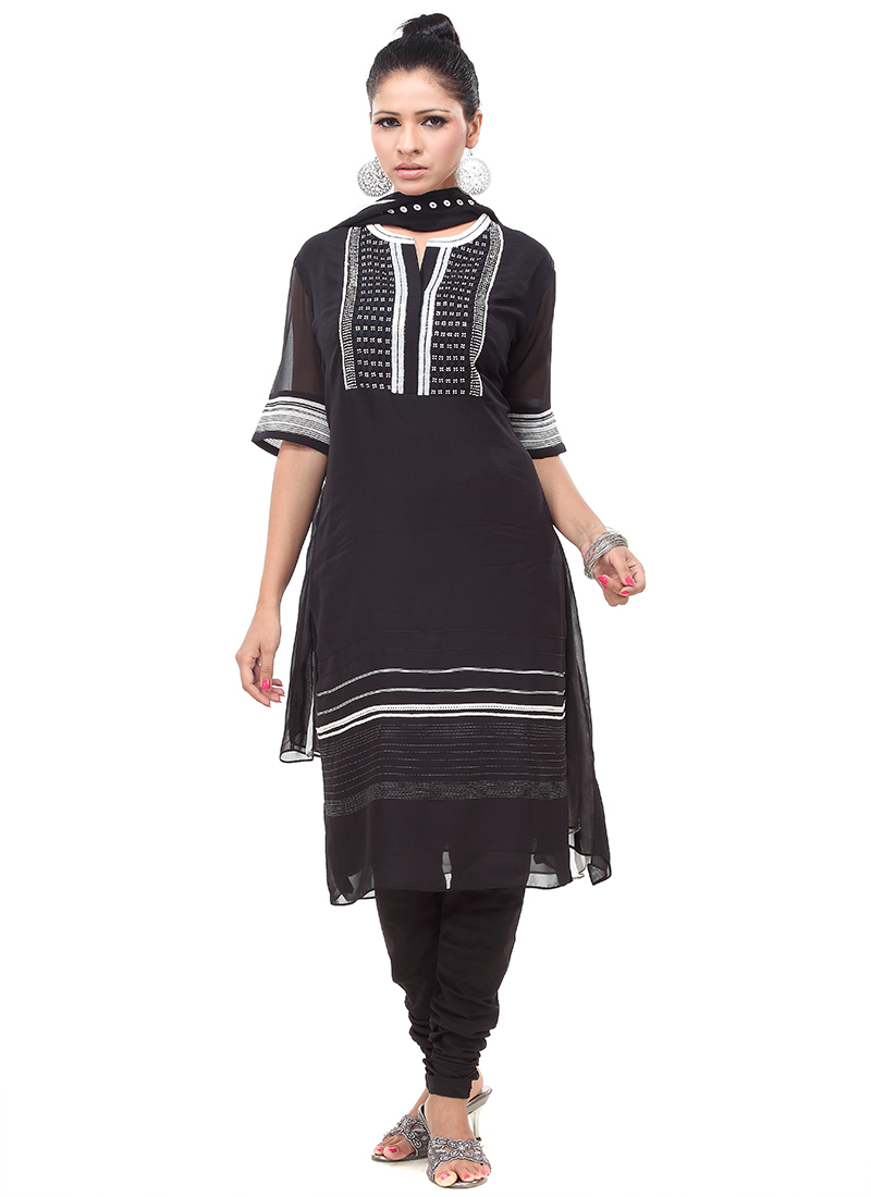 Black AM PM Designer Churidar Suit