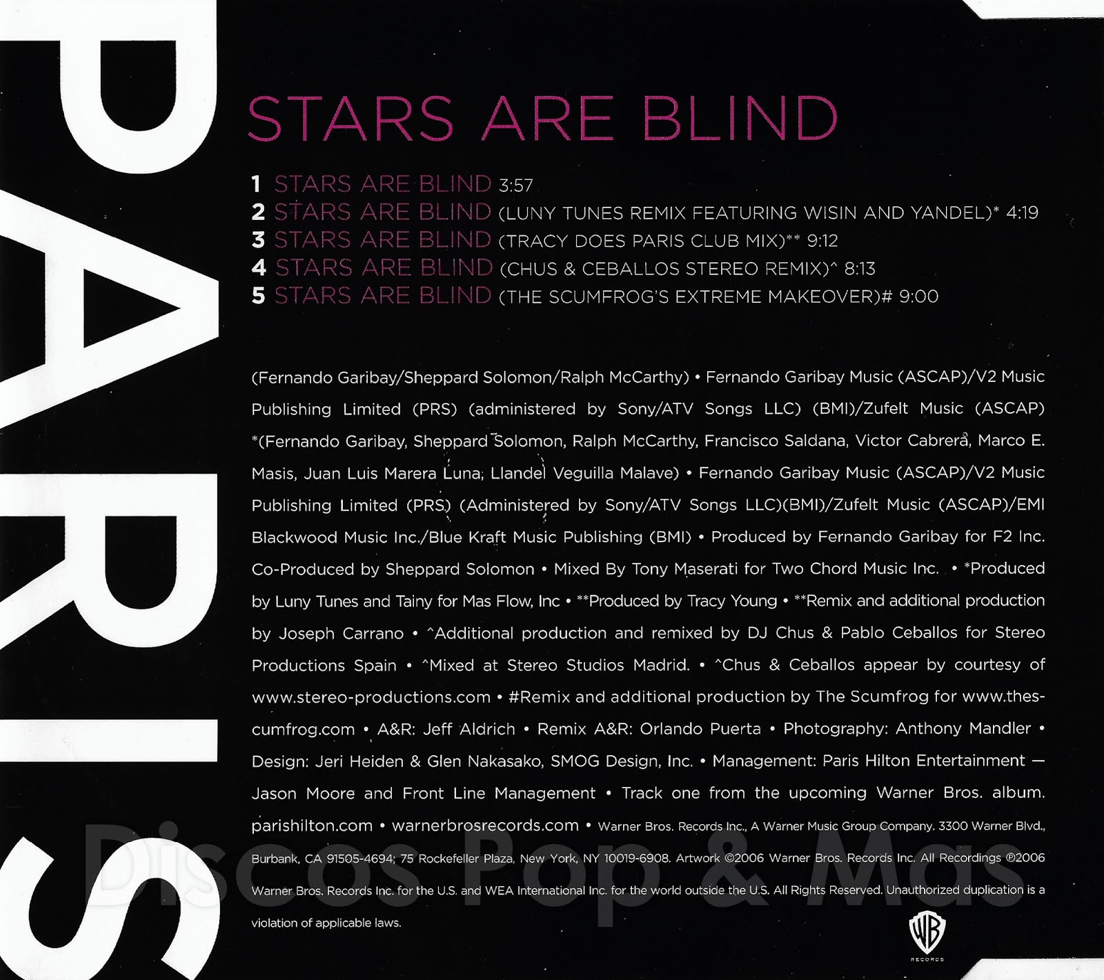 Discos Pop & Mas Paris Hilton Stars Are Blind (Single)