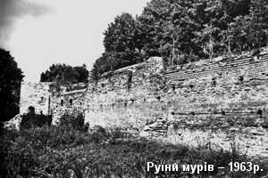 Старе фото Крехівського монастиря - руїни мурів у 1963р. Руїни монастирських стін 1963р.