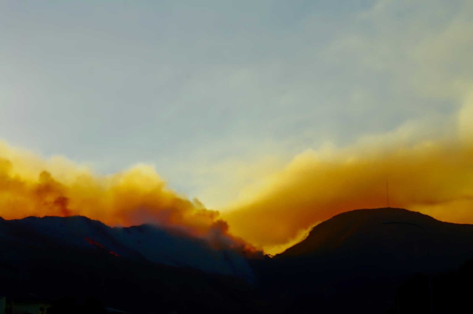 Fire and smoke on mountains