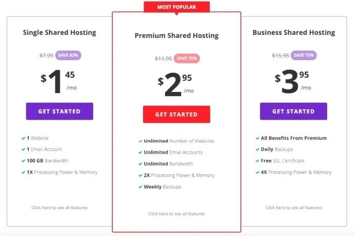 Hostinger Premium Shared Hosting