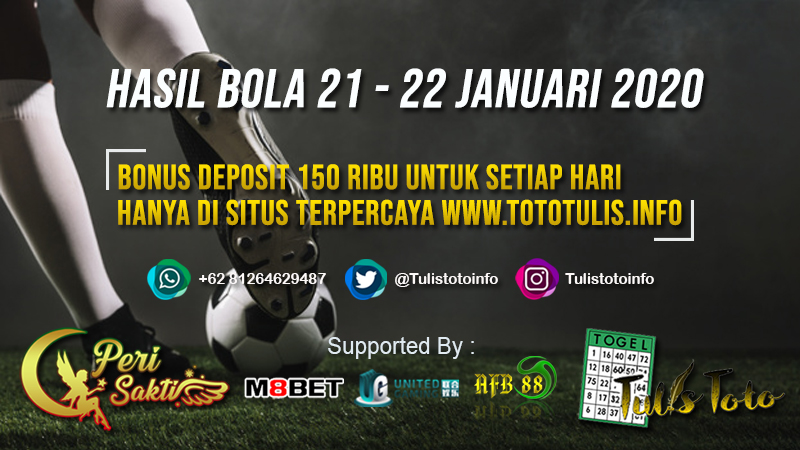 HASIL BOLA TANGGAL 21 – 22 JANUARI 2020
