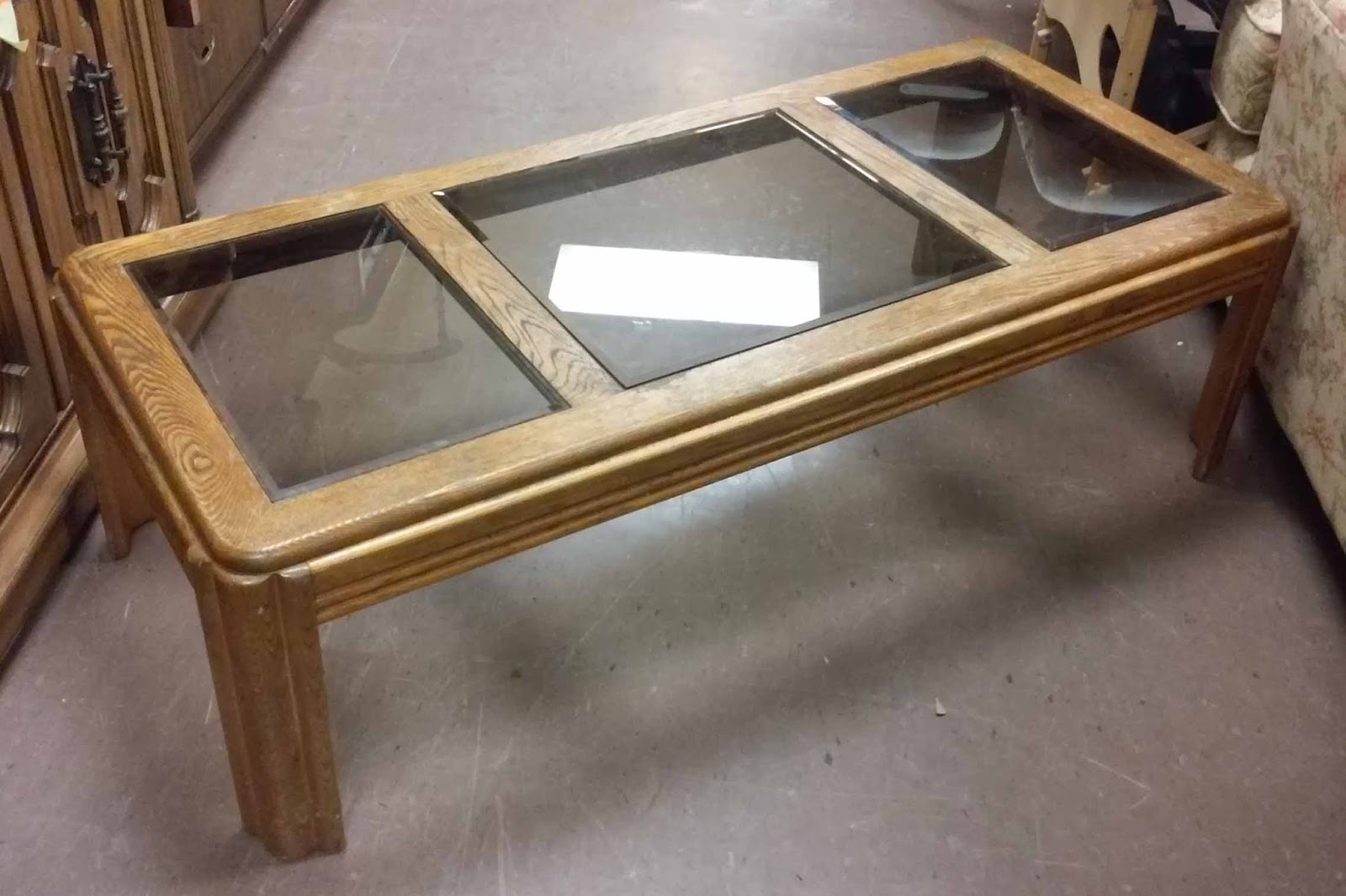 UHURU FURNITURE & COLLECTIBLES SOLD Oak Coffee Table with Glass