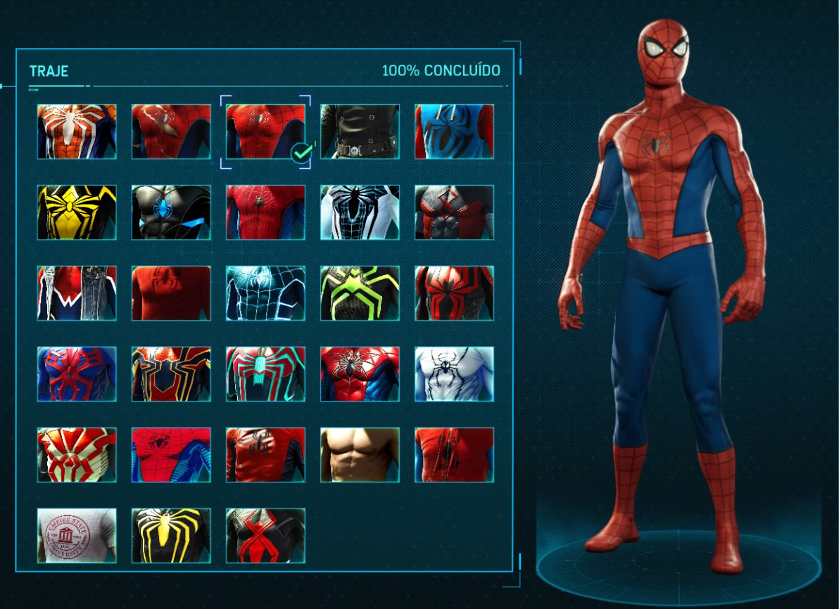 Все костюмы человека паука ps4