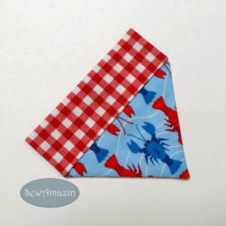 Lobster Picnic Summer Dog Bandana, over the collar