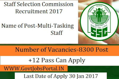 SSC Recruitment 2017 � 8300 Multi Tasking Staff (Non Technical) Vacancies