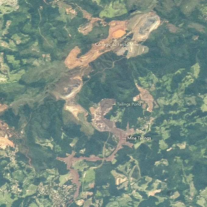 Nasa divulga foto de Brumadinho após rompimento