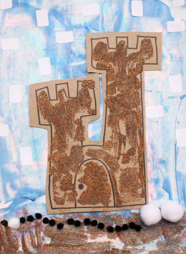 Sparkly Sand Castle Art Pink Stripey Socks