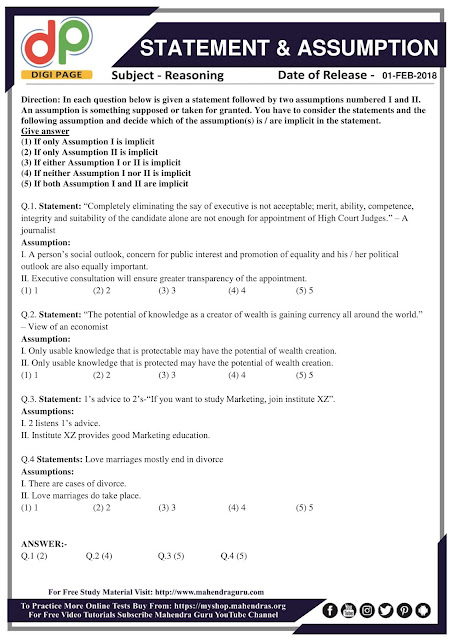 DP | Statement & Assumption For Syndicate Bank PO | 01 - 02 - 2018