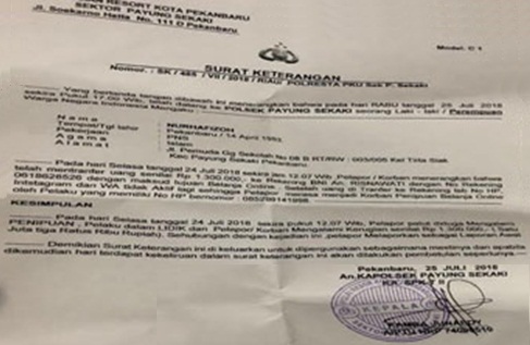 Penipuan di Internet, Wanita Asal Pekanbaru Laporkan Kasus ... Penipuan di Internet, Wanita Asal Pekanbaru Laporkan Kasus ...