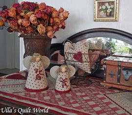 Quilted angels, tablecloth, hearts