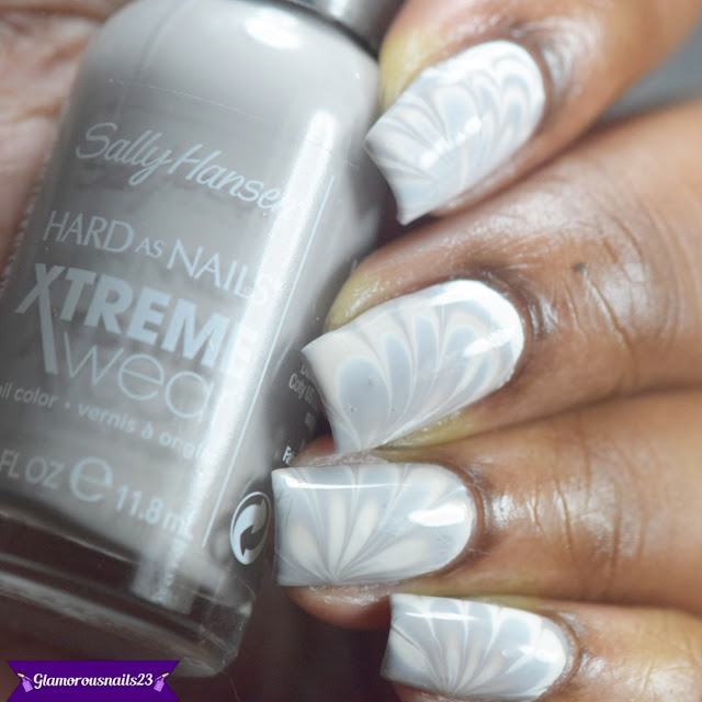 Watermarble Wednesdays: White & Grey glamorousnails23.com