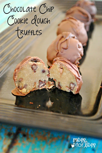 Chocolate Chip Cookie Dough Truffles - simple recipe, takes just minutes to prepare and tastes amazing thanks to Just Cookie Dough.