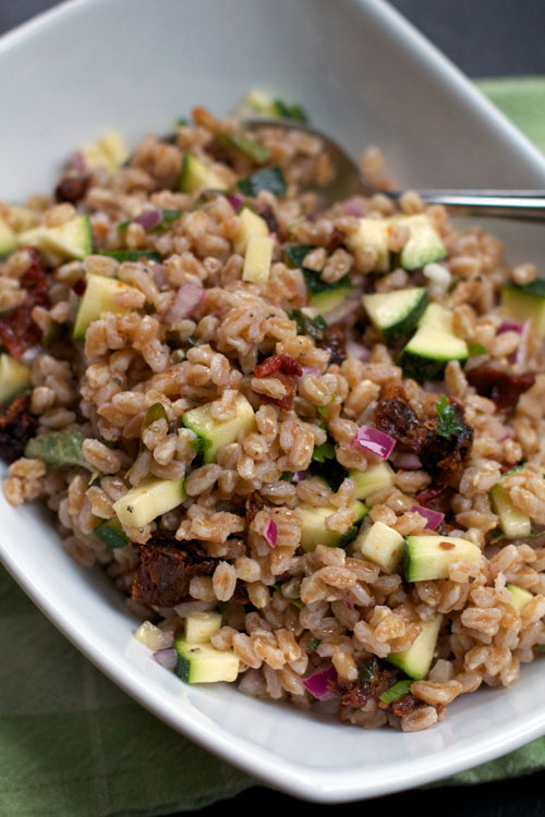 A Less Processed Life What's On the Side Farro Salad with Sundried