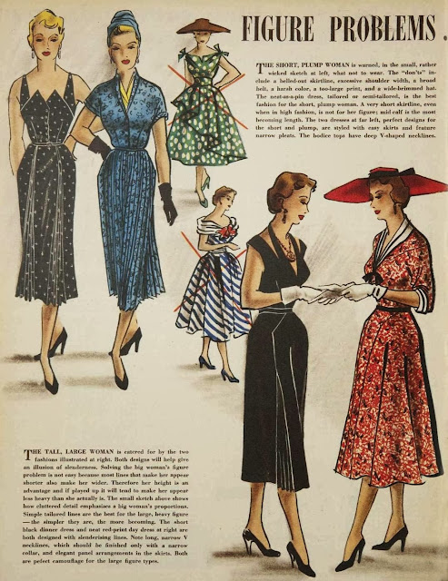 Fashion illustration solving figure problems with fashion, 1953