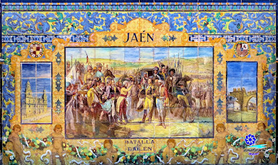 Sevilla - Plaza de España - Banco-azulejo de Jaén - Motivo principal Sevilla - Plaza de España - Banco-azulejo de Jaén - Motivo principal