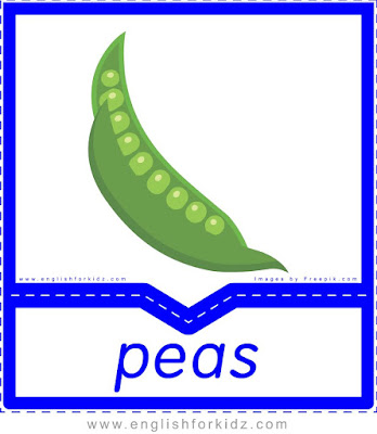 Green peas - English flashcards for the fruits, vegetables and berries topic