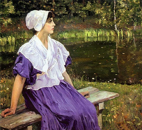 Moça na Lagoa - Pinturas de Mikhail Nesterov - (Simbolismo) Russo