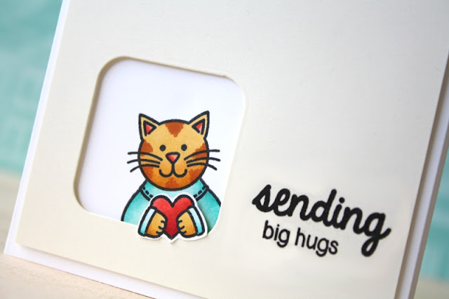 Sunny Studio Stamps:  Sending My Love & Big Hugs Kitty Cat Card by Laura Bassen.
