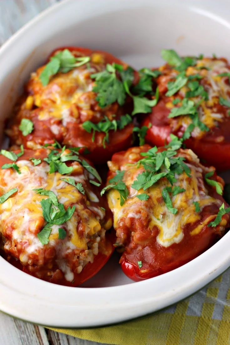 Slow Cooker Rice, Bean and Veggie Stuffed Peppers (Meatless) | Renee's Kitchen Adventures