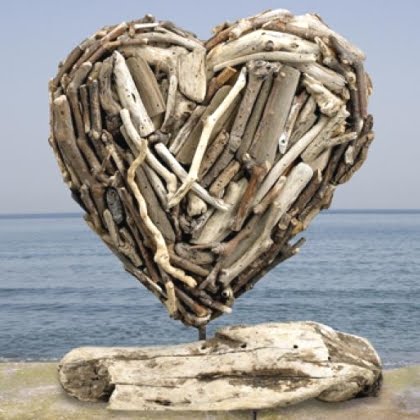 handmade driftwood heart