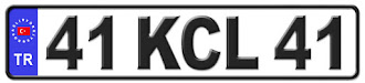 Kocaeli il isminin kısaltma harflerinden oluşan 41 KCL 41 kodlu Kocaeli plaka örneği
