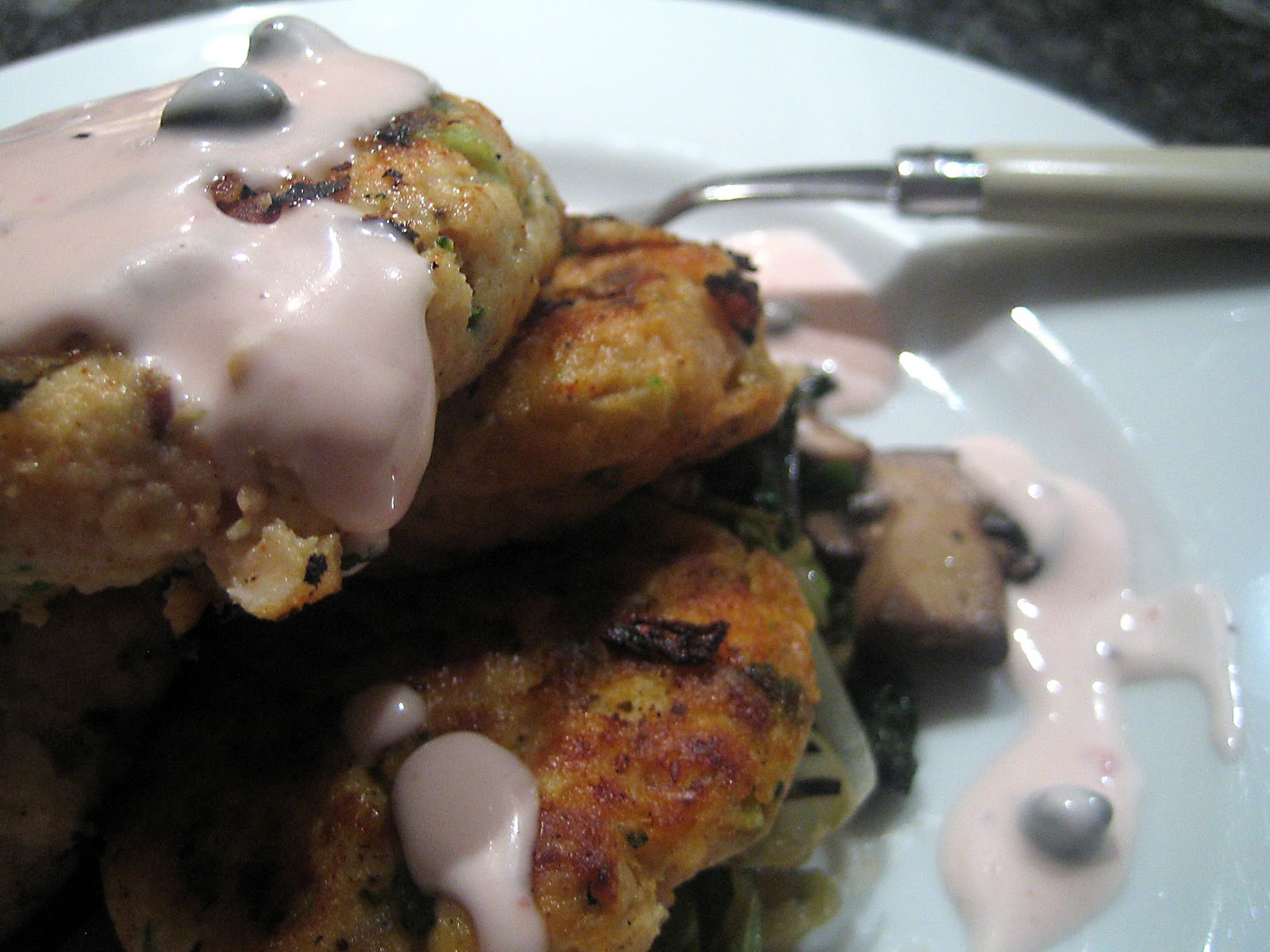 Delicious! Halibut cakes with raspberry and caper mayonnaise