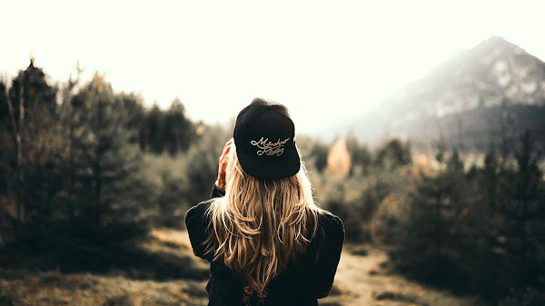Alone back view beautiful
