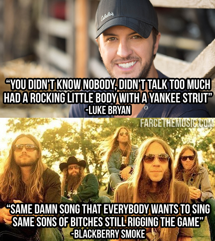 Farce the Music Blackberry Smoke vs. Luke Bryan Meme