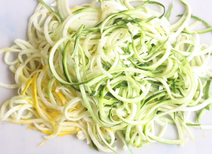 zucchini noodles made with spiral slicer