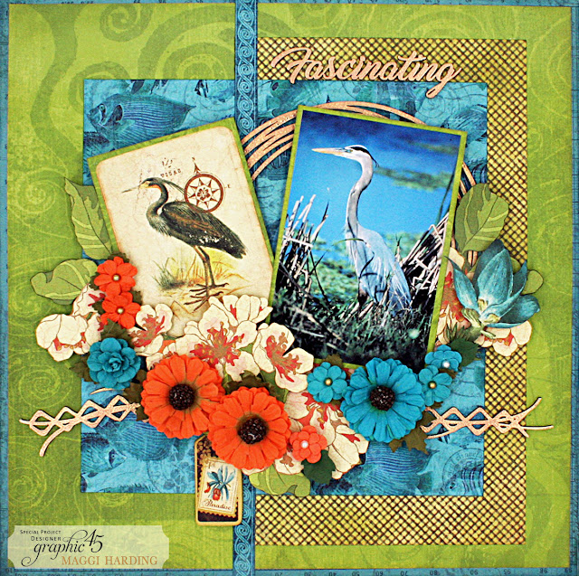 Tropical Travelogue 12 x 12 scrapbook layout for Graphic 45