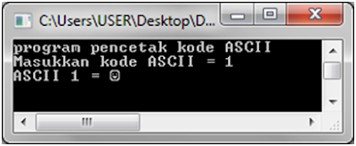 Program pencetak kode ASCII dengan bahasa C