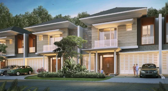 tampak depan rumah minimalis ukuran 12x18 meter 4 kamar tidur 2 lantai