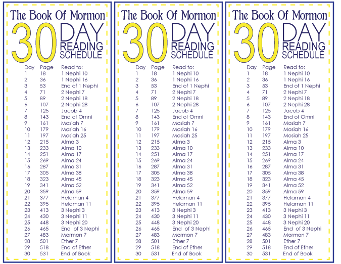 Someone In Mind: The Book Of Mormon: 30 Day Reading Schedule