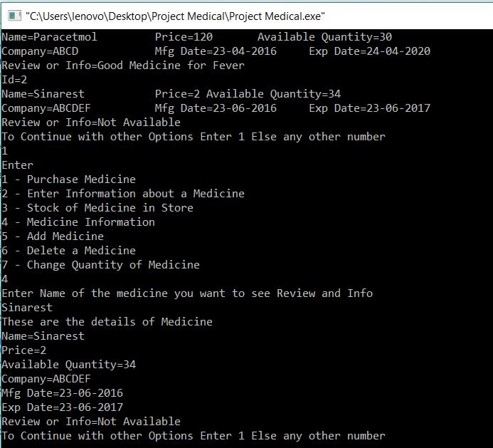 All C Programs Program 263 Medical Store Project in C