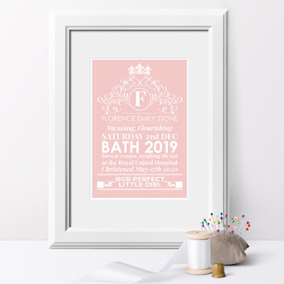 Heritage personalised meaning of name print in pink, nursery art from PhotoFairytales.co.uk