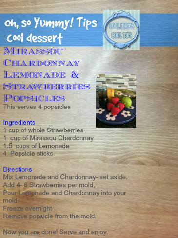 cool moms cool tips Mirassou popsicle strawberry tarty recipe