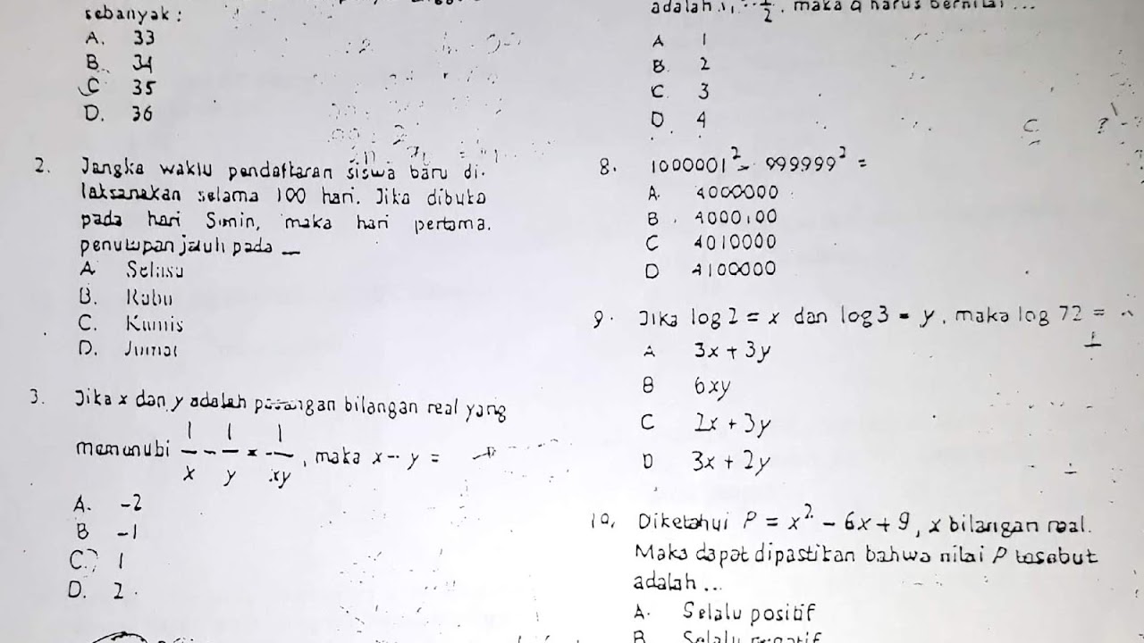 40 Soal Dan Pembahasan Seleksi Akademik Masuk Asrama Yayasan Tb Soposurung Asrama Yasop Sman 2 Balige 2005 Defantri Com