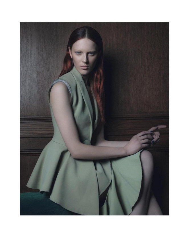 Numéro Russia December 2015, Giedre Kiaulenaite Resort 2016 Givenchy Mermaid Skirt Suit Editorials