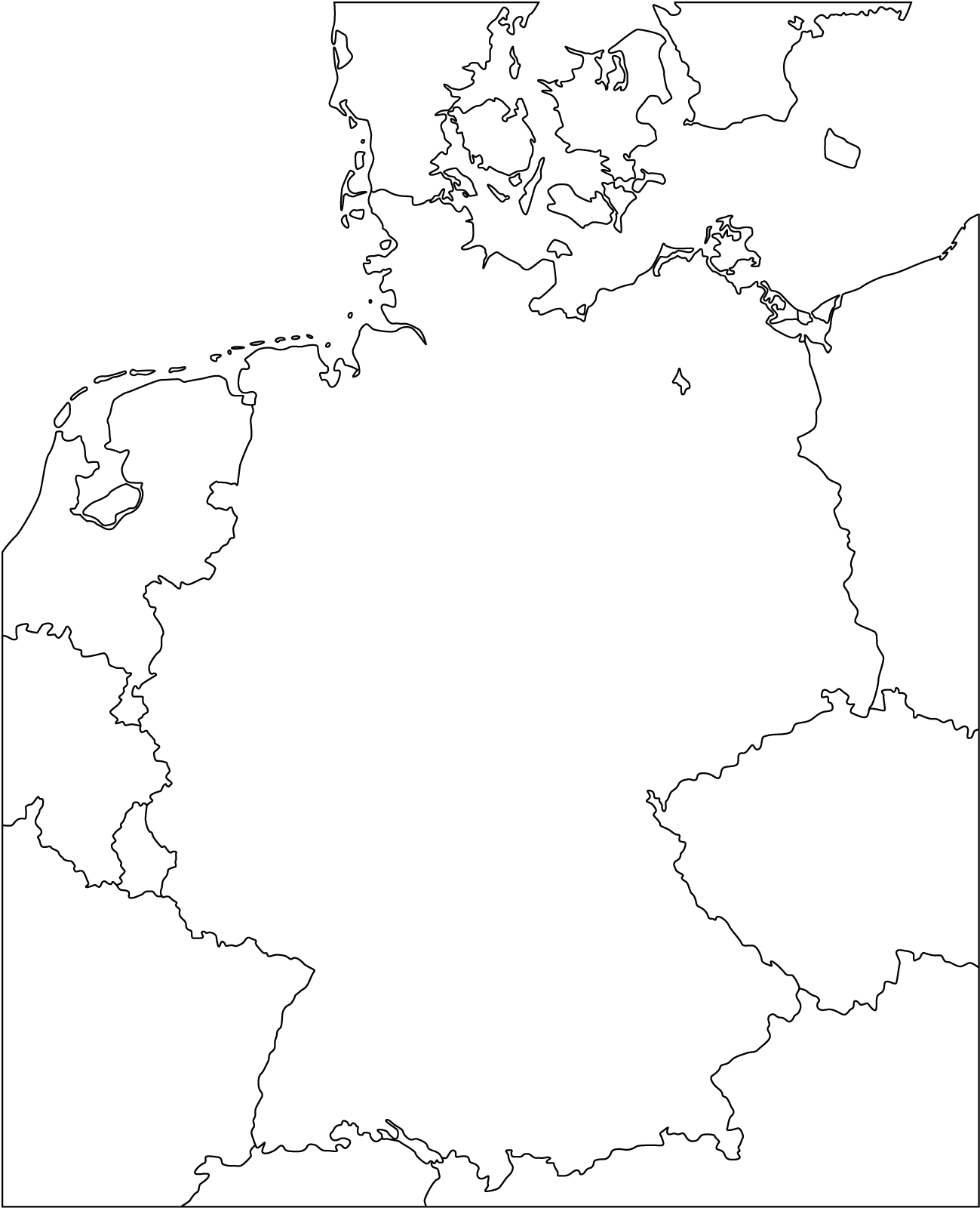 Deutschland (nur die Konturen) | Landkarten kostenlos – Cliparts kostenlos