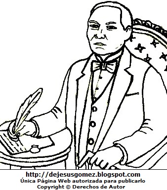 Benito Juárez Dibujo Benito Juárez para colorear pintar imprimir. Dibujo de Benito Juárez de Jesus Gómez